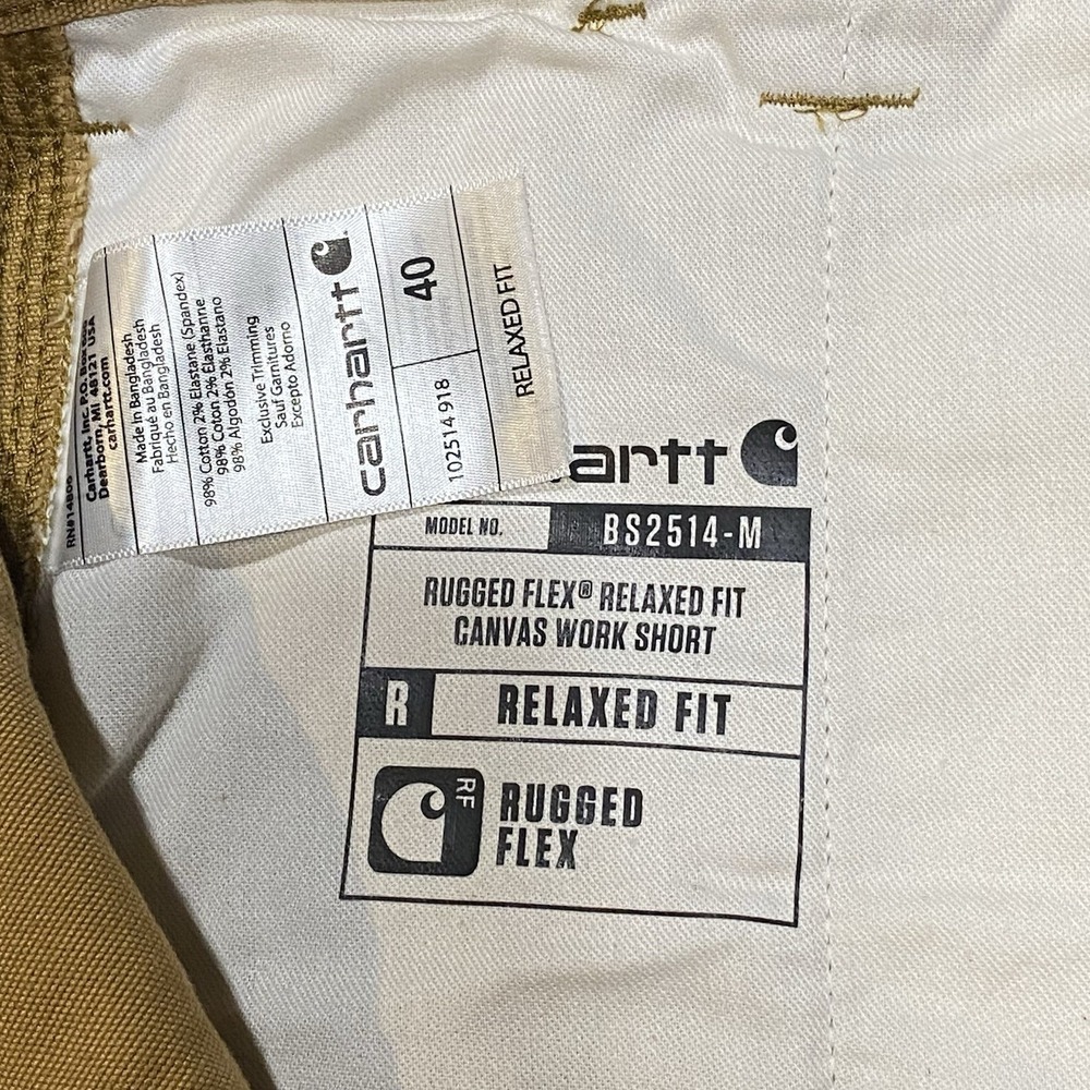 Carhartt Work Shorts Rugged Flex Canvas Men's 40 Brown Relaxed Fit 10" New - Picture 6 of 8